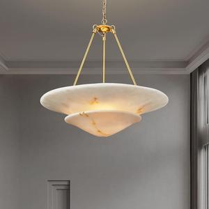 Lámpara Colgante Moderna de Estilo Mármol, Lámpara de Techo Redonda LED E27 de Latón Dorado para Sala de Estar, Comedor, Dormitorio - Product Image 3