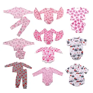 Popular style custom kids Valentine's Day boutique clothing baby soft fabric children comfortable clothes set