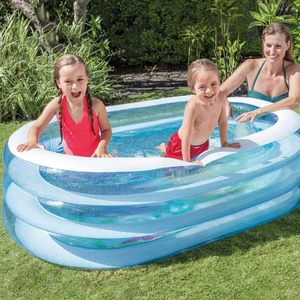 Piscina Gonfiabile 163x107x46 Cm in PVC per Bambini con 3 Anelli Gonfiabili Rettangolare - Product Image 5