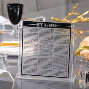 Bộ Lucite Birkat Hamazon Bán Sỉ Từ Nhà Máy Thẻ Chúc Phúc Màu Đen Acrylic Đồ Họa Tùy Chỉnh - Product Image 1