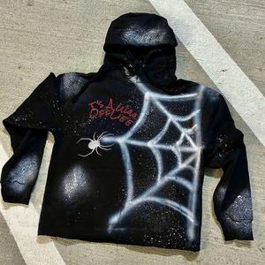 Sweat-shirt streetwear imprimé surdimensionné à bords bruts et taille cintrée pour homme - Product Image 1