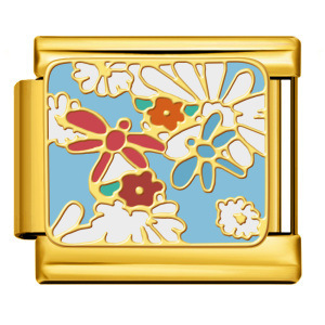 Abalorios rectangulares italianos modulares de acero inoxidable chapado en oro para la fabricación de pulseras con diseños de gato, mariposa y dinosaurio. - Product Image 3