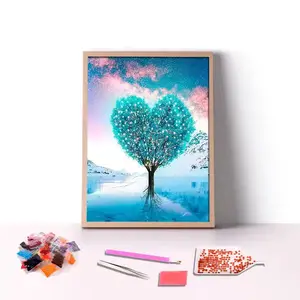 Factory Custom 5D Diamond Painting Kits Unique Love Tree Crystal Full Drill AB Beads Modern Natural Scenery Design