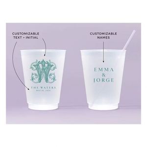 Vasos de Plástico Flexibles Personalizados de 10 Oz, Románticos, Reutilizables, Resistentes a los Golpes, para Playa, Recuerdos de Boda - Product Image 4