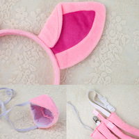 Serre-tête quatre pièces en peluche de dessin animé, motif cochon rose mignon avec oreilles et nez, pour enfants et hommes, collection Halloween, succès transfrontalier