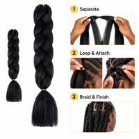 Vente en gros usine : Extensions de cheveux synthétiques naturels noirs Jumbo pour tresses, tresses au crochet, queues de cheval et coiffures africaines