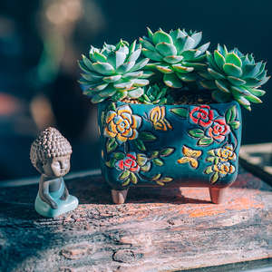 Maceta de cerámica para interiores pintada <span class=keywords><strong>a</strong></span> <span class=keywords><strong>mano</strong></span>, Mini maceta coreana carnosa y suculenta bonita, jarrón de porcelana para jardinerí<span class=keywords><strong>a</strong></span> de mesa - Product Image 4