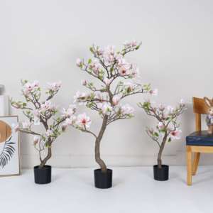 Plante artificielle en <span class=keywords><strong>pot</strong></span> en plastique Magnolia Denudata, décoration intérieure pour bureau, jardin, maison, plantes artificielles, plantes factices - Product Image 1