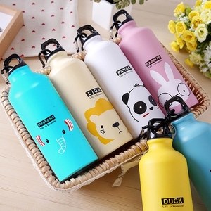 Botella de agua deportiva de aluminio de 500ml, botella con patrón de animales de dibujos animados para niños, botellas de elefante, León, conejo - Product Image 1