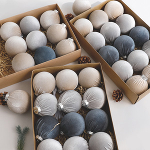 Nouvelle conception 2026, 12 pièces, boules <span class=keywords><strong>de</strong></span> Noël en plastique enveloppées <span class=keywords><strong>de</strong></span> tissu <span class=keywords><strong>de</strong></span> 8 cm, décorations d'arbre <span class=keywords><strong>de</strong></span> Noël, ornements, bolas <span class=keywords><strong>de</strong></span> Navidad - Product Image 4