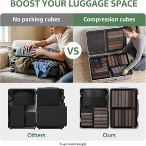 7 cubes de compression extensibles pour bagages, accessoires de voyage essentiels, organiseurs de voyage pliables en mesh pour valises de 20 à 22 pouces - Product Image 2