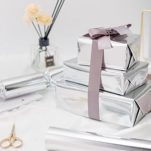 Metallic Silver Wrapping <b>Paper</b> Jumbo <b>Roll</b> 30 In X 32.8 Ft 81.7 Sq Ft With Cutting Lines For Gift <b>Wrap</b> - Product Image 6