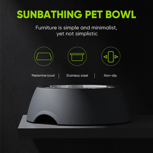 ชามอาหารสัตว์เลี้ยงเมลามีนกันลื่น XL พร้อมถาดสแตนเลสสำหรับสุนัข ลายเรียบหรู ทันสมัย ชามและอุปกรณ์ให้อาหารสัตว์เลี้ยงระดับพรีเมียม - Product Image 5
