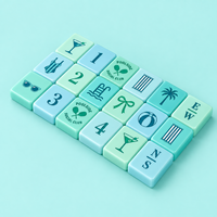 Jeu de Mahjong Américain Thème Côte d'Hydrangea, Tuiles de Mahjong en Acrylique Couleur Pantone Personnalisée, Pièces de Jeu