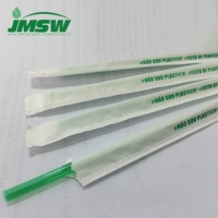 Compostable PLA İçme saman siyah baskılı 'ben doğal' tek kullanımlık parti Bar yapımı mısır nişastası bambu kağıt çim