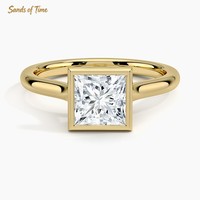 Cincin Moissanite Potongan Princess 1 2 3 Karat untuk Wanita, Perak Sterling 925, Set Batu, Desain Fashion Custom, Grosir Pabrik