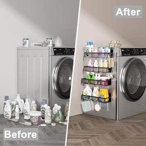 Estante de especias con imán superfuerte adsorbido en el horno del refrigerador Almacenamiento de cocina Toallero de papel Juego de 5 Construcción soldada - Product Image 6