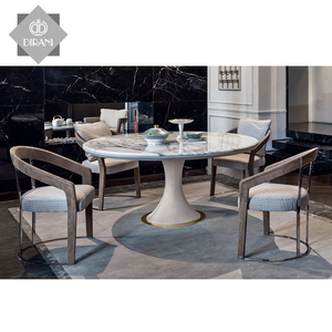 Luxury Italian Hotel Nhà Hàng Bàn Ăn Tròn Bàn Ăn Và Ghế Đặt Bàn Ăn Marble Top Bàn Ăn Với Lazy Susan - Product Image 3