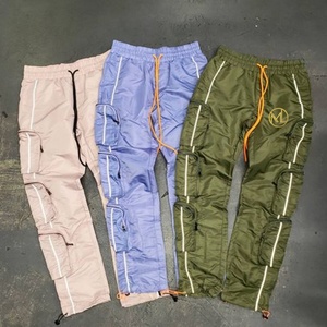 Customize Men Stacked Sweat <b>Pants</b> Woven <b>Cargo</b> Slim Fit <b>Pant</b> With <b>Stretch</b> Nylon Spandex Fabric - Product Image 1