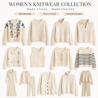 Pull cardigan brodé à la main pour femmes en tricot jacquard lâche d'hiver avec logo personnalisé