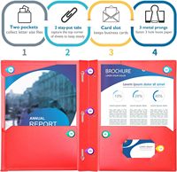 Carpeta de Plástico Resistente con Bolsillo Frontal Transparente, Carpeta de 3 Bolsillos con Gancho y Ranura para Tarjetas para Hojas Tamaño Carta