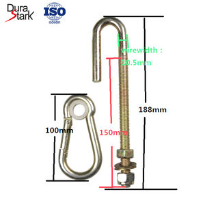 Crochet en J en acier zingué M12 avec rondelles, fixation robuste pour montage industriel et extérieur - Product Image 2