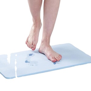 Tapis de bain en terre de diatomée rectangulaire gris clair, séchage rapide, antidérapant, tapis de sol pour salle de bain, fibre de viscose 61-70% - Product Image 5