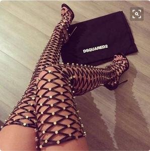 Italiano Sexy Moda Lady Stage Show Remache Ahuecado Peep Toe Stiletto Tacones altos Sandalias <span class=keywords><strong>Botas</strong></span> para <span class=keywords><strong>mujer</strong></span> - Product Image 2