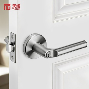 TIANYI Modern Brushed Nickel Tubular Lever Door <b>Lock</b> <b>Set</b> Keyed Entry Satin Nickel Handle for Bedroom Office Exterior Door - Product Image 1