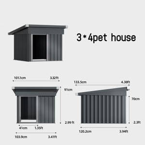 Benutzer definierte Großhandel Fabrik preis Hochwertige Outdoor-Garten Katzen-und Hunde zimmer Zwinger Metall wasserdicht Pet <span class=keywords><strong>House</strong></span> - Product Image 3