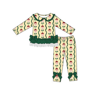 Preordine Set di Abbigliamento Natalizio per Bambine con Maglietta a Maniche Lunghe con Colletto Babbo Natale e Pantaloni con Volant - Product Image 5