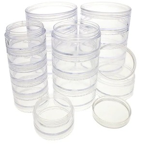 21832/33/34 10/30/60ml Mixed Size Stackable Round Plastic Containers Bead Storage Jars for Beads  Buttons  Crafts