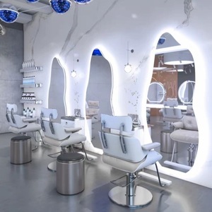 Juego de Muebles de Salón de Belleza con Espejo Ovalado Cuadrado de Diseño Moderno y Lujo Ligero, Precio de Fábrica WSS, Diseño Personalizado - Product Image 1