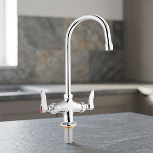 Modern Design Double Handle Cold Water Kitchen Faucet <b>Chrome</b> Surface Deck Mounted Brass Body 360 Degree Rotate Ceramic Valve - Product Image 3