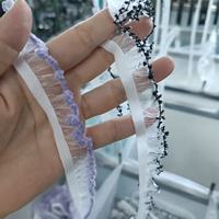 Bordure en dentelle à volants en organza à sequins de 1,5 cm, style chinois, vêtements pour enfants, fleur de poitrine pour bébé, textile de maison, élasticité en dentelle