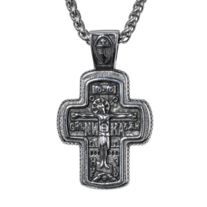 Collier pendentif croix ornée en acier inoxydable 316L avec perles de chapelet mains en prière 3D pour homme, bijoux vintage gothique, style motard, audacieux et rétro - Product Image 6