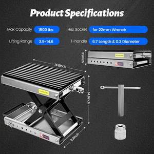 Cric de moto 1500 lb avec patin en caoutchouc épais, support central en acier à roulement, économie d'effort, pour motos et VTT - Product Image 6