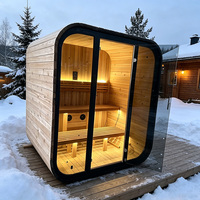 Cabine de sauna extérieure en bois de cèdre rouge à prix d'usine pour 3-4 personnes avec éclairage LED et équipement audio