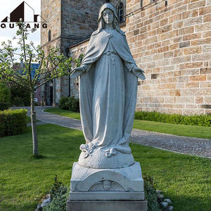 Statue de la Vierge Marie en marbre blanc grandeur nature, sculpture religieuse pour l'église, décoration de <span class=keywords><strong>jardin</strong></span> et d'extérieur - Product Image 6