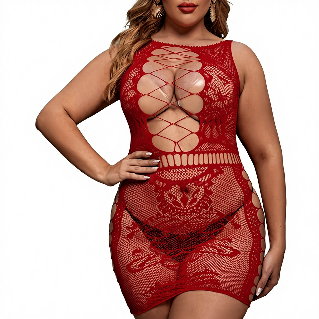 two piece sexy lingerie Plus Size Sexy Lingerie, CaiDieNu Lingerie for Women, 3-Piece Women Lingerie  Sexy Lace Nightgowns with Robe & Thong - Black main image 1