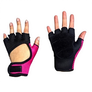 Gants de fitness pour femmes, demi-doigts, pour la musculation, le cyclisme, l'entraînement, respirants, antidérapants, rose et noir - Product Image 1