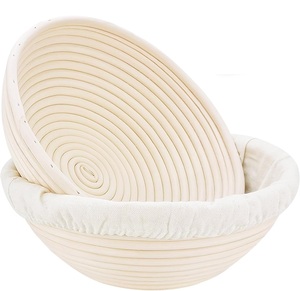 Ht Handmade Bộ 2 mía Vòng Banneton Bánh Mì Chống giỏ 9 inch với Liners sourdough bánh mì làm Kit - Product Image 1