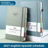 Agenda-planificateur en similicuir anglais-espagnol 2027, design élégant, reliure sans fil, journal de productivité, cadeau transfrontalier