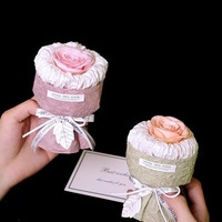 Groothandel Geconserveerde Zeep Bloem Tulp Effen Getextureerde Bloemen Boeket Verpakt In Garen Voor Huisdecoratie Of Vakantie Cadeau