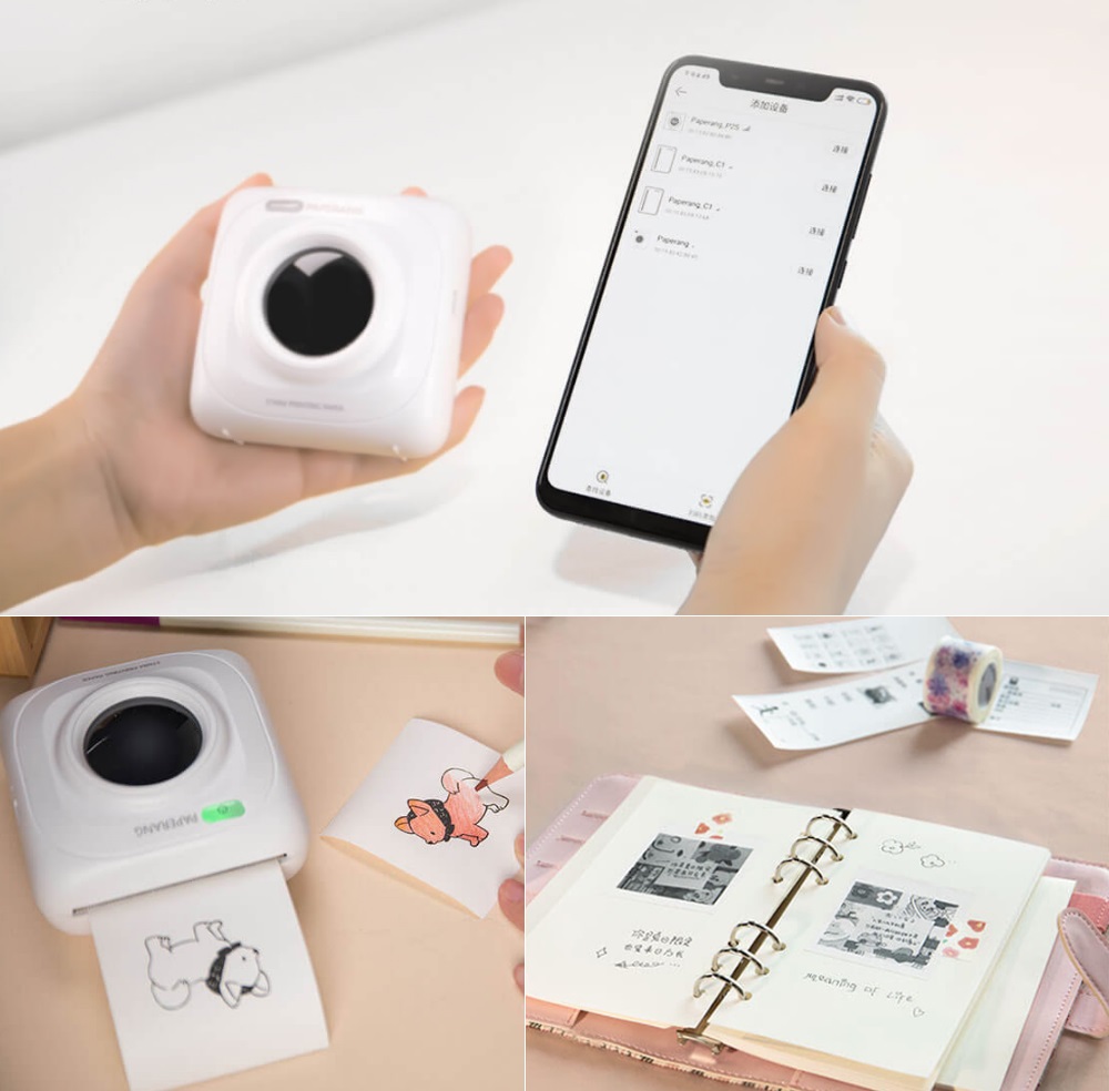 PAPERANG P1 Pink/Green Pocket Mini Photo Printer 203dpi BT4.0 Phone Connection Wireless Portable Thermal Printer Clearly
