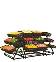 Jiachenxin Nieuw Ontwerp Fruit Display Rack Groente Opvouwbare Multi-Hoek Plank Supermarkt Verplaatsbare Commerciële Schappen