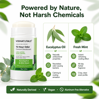 Balsem Deodoran Ketiak Label Pribadi, Pengontrol Bau 72 Jam Aroma Eucalyptus & Mint, Tanpa Bekas Putih Tanpa Noda Kuning Vegan