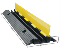Protector de Cables de Goma Leahua Negro y Amarillo 1000*250*45mm, Canal de 32x32mm, Reductor de Velocidad para Seguridad Vial