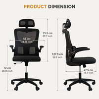 Fauteuil ergonomique moderne en forme de S, respirant, pivotant en fer, hauteur réglable, appui-tête 3D, soutien lombaire à ressorts