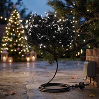 Guirlandes lumineuses LED connectables de qualité commerciale, étanches IP67, avec fil en caoutchouc noir, multicolores, pour extérieur, patio, arbre